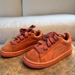 Puma Kids Suede Sneakers in Rust Orange